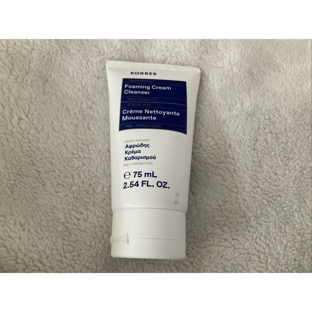 Korres Greek Yoghurt Foaming Cream Cleanser 2.54 Oz 75ml Flip Top Tube Probiotic